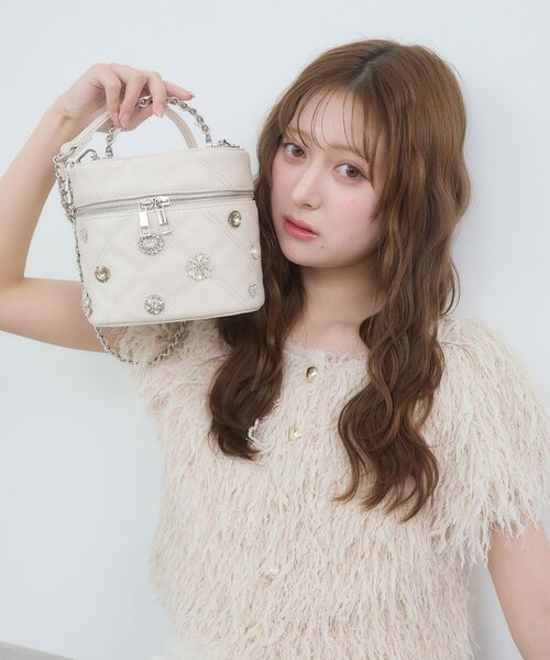 MAJESTIC LEGON(マジェスティックレゴン)の「デコビジューバニティバッグ(ショルダーバッグ・レディース・ピンク/ブラック/アイボリー・FREE)」の11枚目の写真