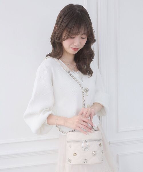 MAJESTIC LEGON(マジェスティックレゴン)の「デコビジューバニティバッグ(ショルダーバッグ・レディース・ピンク/ブラック/アイボリー・FREE)」の9枚目の写真