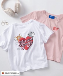 SEQUENZ（シークエンズ）の「【72】【TOM and JERRY/トムとジェリー】ジェリー＆タフィー ハートロゴ バックプリント クルーネックTシャツ/ピタT/チビT/レディース（Tシャツ/カットソー）」