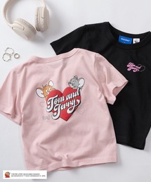 SEQUENZ（シークエンズ）の「【72】【TOM and JERRY/トムとジェリー】ジェリー＆タフィー ハートロゴ バックプリント クルーネックTシャツ/ピタT/チビT/レディース（Tシャツ/カットソー）」