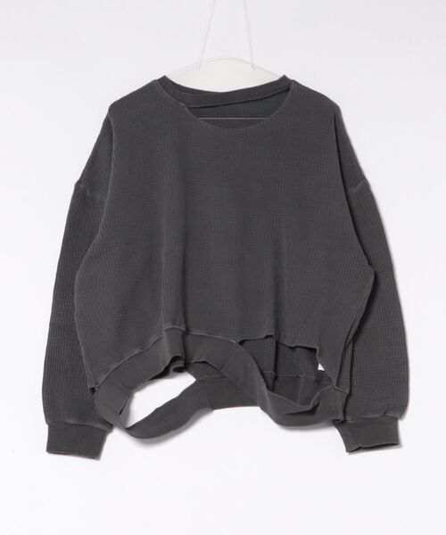 antiqua(アンティカ)の「綿100 オニワッフル ロンT(Tシャツ/カットソー・レディース・グレー/ブラック・ONESIZE)」の2枚目の写真