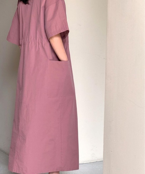 AMAJI(アマジ)の「【大人上品】Vネック ドロスト ロングワンピース / 半袖 / ウエストマーク / 痩せ見え / 美シルエット / 2026 SS / 春夏服(ワンピース・レディース・ネイビー/イエロー/ピンク・FREE)」の8枚目の写真