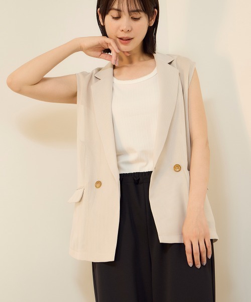 ketty(ケティ)の「グリッティメッシュダブルベスト(ベスト・レディース・ベージュ/ブラック・M)」の2枚目の写真