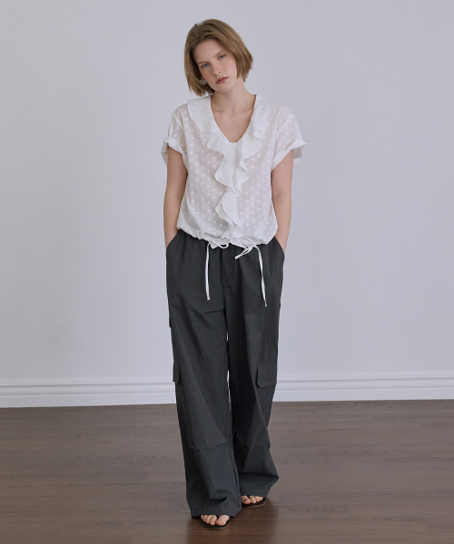AFTERHOURS(アフターアワーズ)の「WASHED COTTON CARGO PANTS (CHARCOAL)(その他パンツ・レディース・チャコール・FREE)」の4枚目の写真