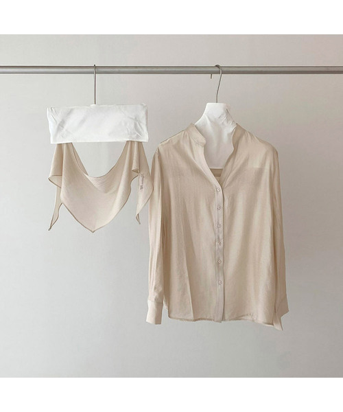 VASCARA(バスカラ)の「Sheer Scarf Blouse (2colors)(シャツ/ブラウス・レディース・ベージュ/ホワイト・FREE)」の2枚目の写真