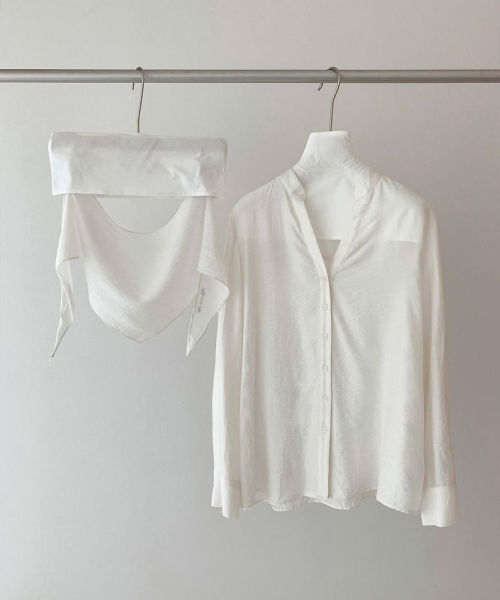 VASCARA(バスカラ)の「Sheer Scarf Blouse (2colors)(シャツ/ブラウス・レディース・ベージュ/ホワイト・FREE)」の6枚目の写真