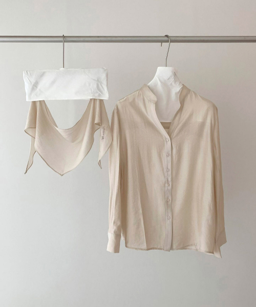 VASCARA(バスカラ)の「Sheer Scarf Blouse (2colors)(シャツ/ブラウス・レディース・ベージュ/ホワイト・FREE)」の7枚目の写真