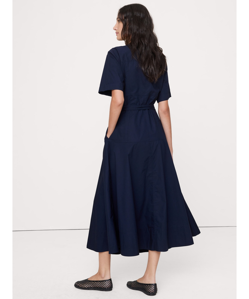 Banana Republic(バナナリパブリック)の「コットン ポプリン シャツドレス(ワンピース・レディース・ネイビー/ブラウン・XS/L/M/S)」の4枚目の写真