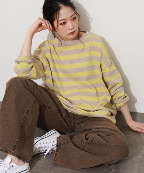 SO(エスオー)の「ロングTシャツ(Tシャツ/カットソー・レディース・グレー/ブルー・FREE)」の1枚目の写真