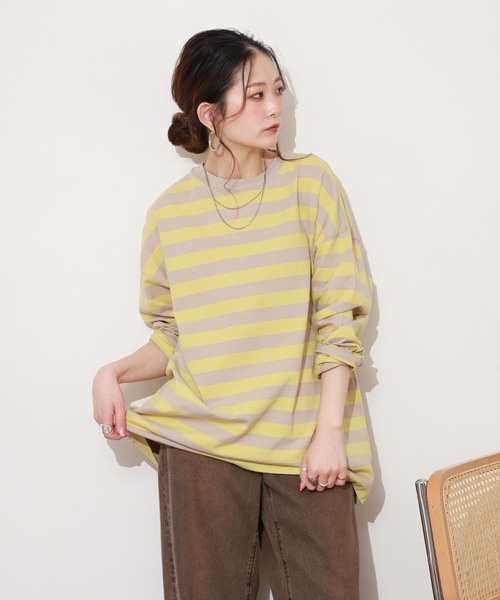SO(エスオー)の「ロングTシャツ(Tシャツ/カットソー・レディース・グレー/ブルー・FREE)」の6枚目の写真
