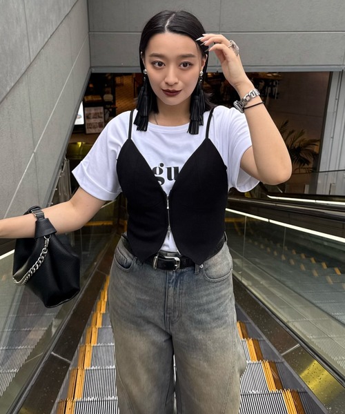 Lui's（ルイス）の「【miu企画/WEB限定】ダブルジップビスチェ（Tシャツ/カットソー・レディース・グレー/ブラック・FREE）」の20枚目の写真
