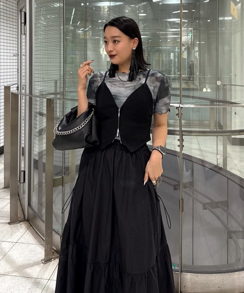Lui's（ルイス）の「【miu企画/WEB限定】ダブルジップビスチェ（Tシャツ/カットソー・レディース・グレー/ブラック・FREE）」の19枚目の写真