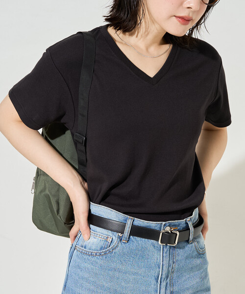 FREAK'S STORE(フリークスストア)の「限定展開 <抗菌防臭・接触冷感>MINT(ミント) Vネック 半袖 Tシャツ(Tシャツ/カットソー・レディース・ピンク/ブラウン/オレンジ/サックスブルー/オリーブ/ブラック/オフホワイト・LARGE/MEDIUM/SMALL)」の16枚目の写真