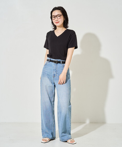 FREAK'S STORE(フリークスストア)の「限定展開 <抗菌防臭・接触冷感>MINT(ミント) Vネック 半袖 Tシャツ(Tシャツ/カットソー・レディース・ピンク/ブラウン/オレンジ/サックスブルー/オリーブ/ブラック/オフホワイト・LARGE/MEDIUM/SMALL)」の17枚目の写真