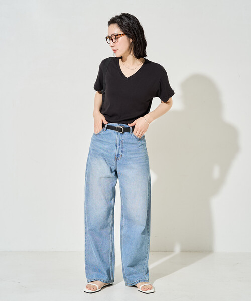 FREAK'S STORE(フリークスストア)の「限定展開 <抗菌防臭・接触冷感>MINT(ミント) Vネック 半袖 Tシャツ(Tシャツ/カットソー・レディース・ピンク/ブラウン/オレンジ/サックスブルー/オリーブ/ブラック/オフホワイト・LARGE/MEDIUM/SMALL)」の18枚目の写真