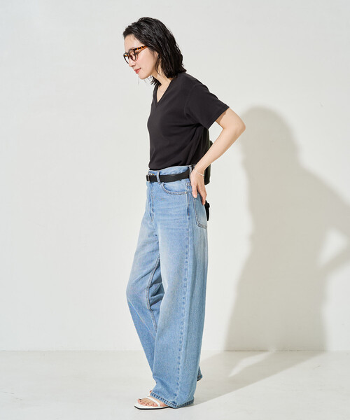 FREAK'S STORE(フリークスストア)の「限定展開 <抗菌防臭・接触冷感>MINT(ミント) Vネック 半袖 Tシャツ(Tシャツ/カットソー・レディース・ピンク/ブラウン/オレンジ/サックスブルー/オリーブ/ブラック/オフホワイト・LARGE/MEDIUM/SMALL)」の19枚目の写真
