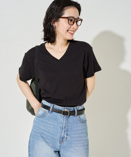 FREAK'S STORE(フリークスストア)の「限定展開 <抗菌防臭・接触冷感>MINT(ミント) Vネック 半袖 Tシャツ(Tシャツ/カットソー・レディース・ピンク/ブラウン/オレンジ/サックスブルー/オリーブ/ブラック/オフホワイト・LARGE/MEDIUM/SMALL)」の20枚目の写真