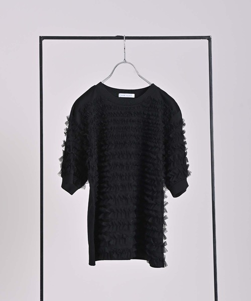RAW FUDGE(ローファッジ)の「シルケット天竺×チュールティアードプルオーバー(Tシャツ/カットソー・レディース・ブラック/オフホワイト・M)」の10枚目の写真