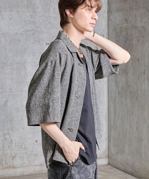 SERACE（セラス）の「【SERACE】Fireman tweed short sleeve shirt / ファイヤーマンツイード半袖シャツ（シャツ/ブラウス・メンズ・グレー/ブラック・S/M/L）」の8枚目の写真