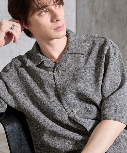 SERACE（セラス）の「【SERACE】Fireman tweed short sleeve shirt / ファイヤーマンツイード半袖シャツ（シャツ/ブラウス・メンズ・グレー/ブラック・S/M/L）」の11枚目の写真