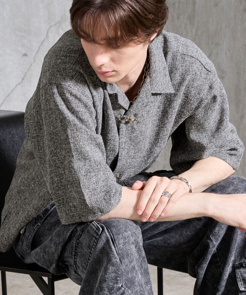 SERACE（セラス）の「【SERACE】Fireman tweed short sleeve shirt / ファイヤーマンツイード半袖シャツ（シャツ/ブラウス・メンズ・グレー/ブラック・S/M/L）」の12枚目の写真