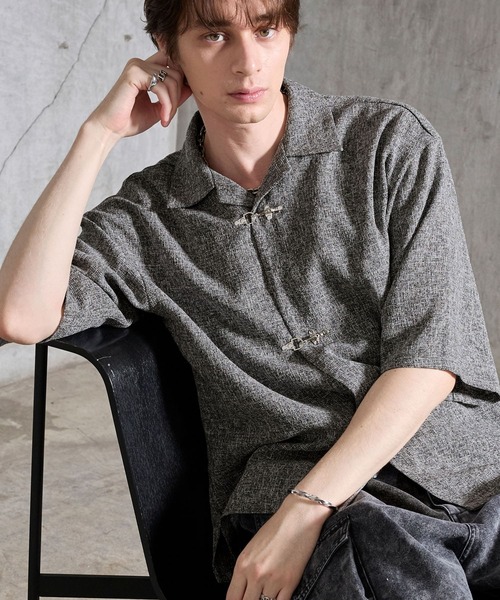 SERACE（セラス）の「【SERACE】Fireman tweed short sleeve shirt / ファイヤーマンツイード半袖シャツ（シャツ/ブラウス・メンズ・グレー/ブラック・S/M/L）」の13枚目の写真
