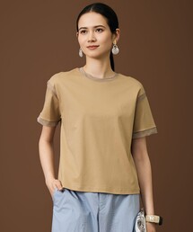 ナチュラルコットンハイゲージシアーアクセント Tシャツ