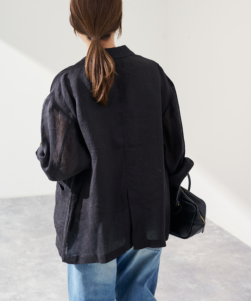 FRAMeWORK(フレームワーク)の「≪追加≫LINENメッシュジャケット 2(テーラードジャケット・レディース・ベージュ/ブラック・38/36)」の8枚目の写真