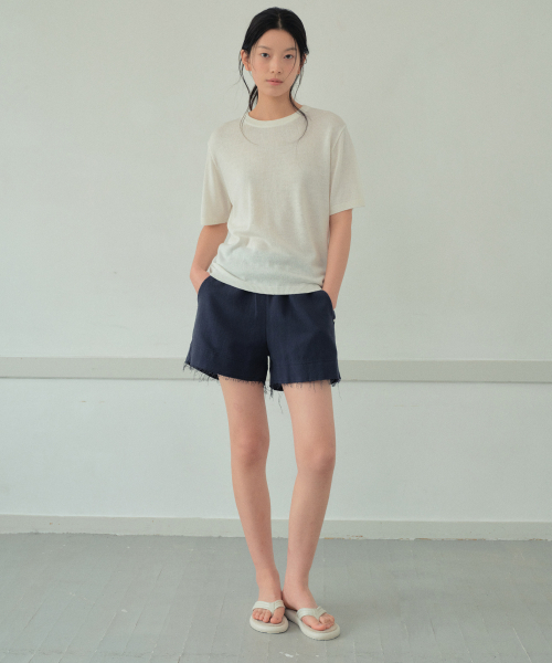 WEDNESDAYOASISFORWOMEN（ウェンズデー オアシス フォー ウーマン）の「ロワン リネン ラウンド ハーフ ニット_IVORY(WC26KN04)（ニット/セーター・レディース・アイボリー・OS）」の3枚目の写真