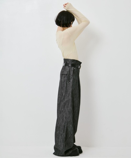 IHNN(イン)の「【IHNN/イン】DENIM WIDE PANTS/デニムワイドパンツ(デニムパンツ・レディース・ブラック・36/38)」の2枚目の写真