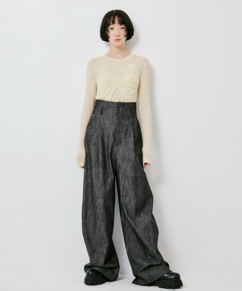 IHNN(イン)の「【IHNN/イン】DENIM WIDE PANTS/デニムワイドパンツ(デニムパンツ・レディース・ブラック・36/38)」の3枚目の写真