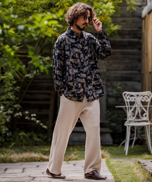 CAMBIO(カンビオ)の「mp15107-Brushed Waffle Wide Straight Pants ワッフルワイドストレートパンツ(A71526cmb)(その他パンツ・メンズ・キナリ/ブラック/チャコール・S/L/M)」の8枚目の写真