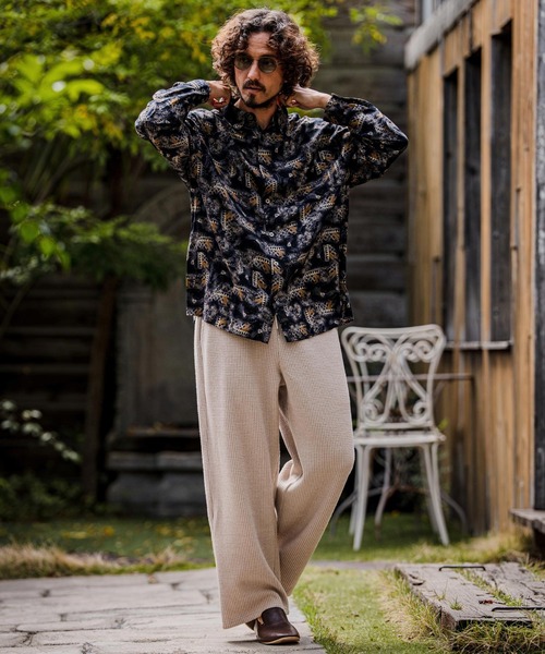 CAMBIO(カンビオ)の「mp15107-Brushed Waffle Wide Straight Pants ワッフルワイドストレートパンツ(A71526cmb)(その他パンツ・メンズ・キナリ/ブラック/チャコール・S/L/M)」の9枚目の写真
