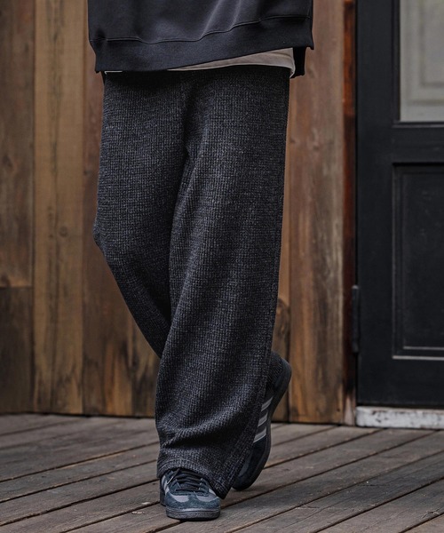 CAMBIO(カンビオ)の「mp15107-Brushed Waffle Wide Straight Pants ワッフルワイドストレートパンツ(A71526cmb)(その他パンツ・メンズ・キナリ/ブラック/チャコール・S/L/M)」の10枚目の写真
