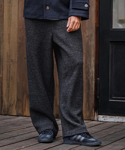 CAMBIO(カンビオ)の「mp15107-Brushed Waffle Wide Straight Pants ワッフルワイドストレートパンツ(A71526cmb)(その他パンツ・メンズ・キナリ/ブラック/チャコール・S/L/M)」の11枚目の写真