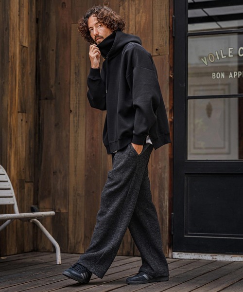 CAMBIO(カンビオ)の「mp15107-Brushed Waffle Wide Straight Pants ワッフルワイドストレートパンツ(A71526cmb)(その他パンツ・メンズ・キナリ/ブラック/チャコール・S/L/M)」の13枚目の写真