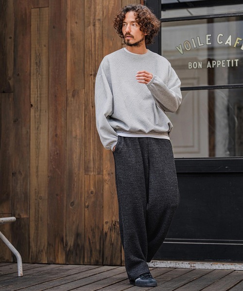CAMBIO(カンビオ)の「mp15107-Brushed Waffle Wide Straight Pants ワッフルワイドストレートパンツ(A71526cmb)(その他パンツ・メンズ・キナリ/ブラック/チャコール・S/L/M)」の14枚目の写真