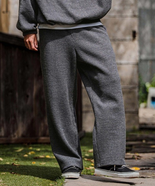 CAMBIO(カンビオ)の「mp15107-Brushed Waffle Wide Straight Pants ワッフルワイドストレートパンツ(A71526cmb)(その他パンツ・メンズ・キナリ/ブラック/チャコール・S/L/M)」の16枚目の写真