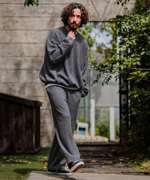 CAMBIO(カンビオ)の「mp15107-Brushed Waffle Wide Straight Pants ワッフルワイドストレートパンツ(A71526cmb)(その他パンツ・メンズ・キナリ/ブラック/チャコール・S/L/M)」の18枚目の写真