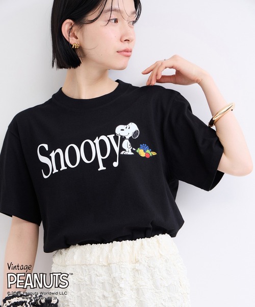 le cercle ADAM ET ROPE'(ルセルクルアダムエロペ)の「PEANUTS × FRUITOFTHEROOM Tシャツ(Tシャツ/カットソー・レディース・ブラック/ホワイト・FREE)」の1枚目の写真