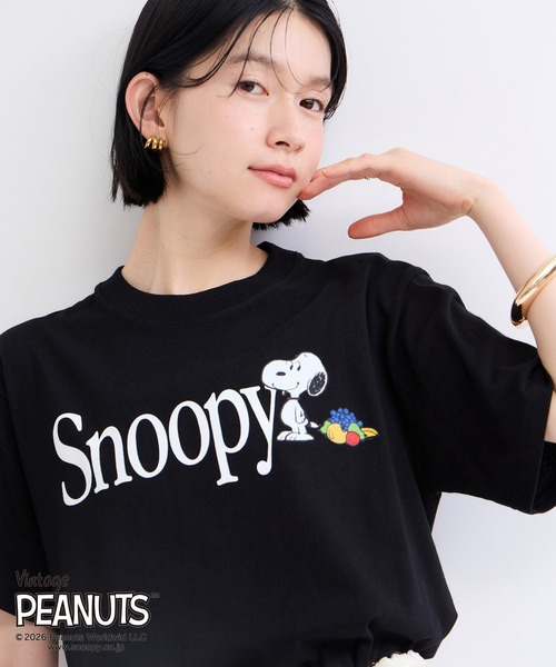 le cercle ADAM ET ROPE'(ルセルクルアダムエロペ)の「PEANUTS × FRUITOFTHEROOM Tシャツ(Tシャツ/カットソー・レディース・ブラック/ホワイト・FREE)」の6枚目の写真