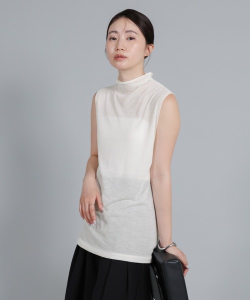 select MOCA Et(セレクトモカエト)の「【Et】Mock Neck Sleeveless Knit Tops(ニット/セーター・レディース・チャコールグレー/ブラウン/ホワイト・FREE)」の10枚目の写真