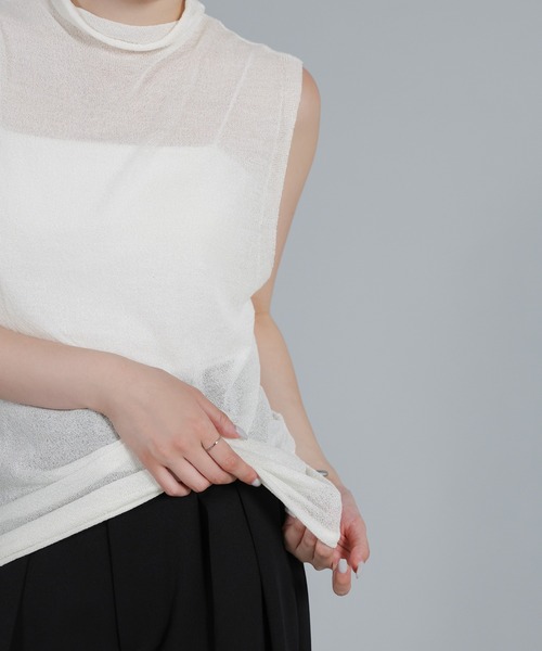 select MOCA Et(セレクトモカエト)の「【Et】Mock Neck Sleeveless Knit Tops(ニット/セーター・レディース・チャコールグレー/ブラウン/ホワイト・FREE)」の16枚目の写真