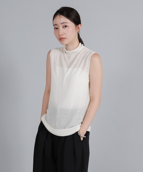 select MOCA Et(セレクトモカエト)の「【Et】Mock Neck Sleeveless Knit Tops(ニット/セーター・レディース・チャコールグレー/ブラウン/ホワイト・FREE)」の14枚目の写真