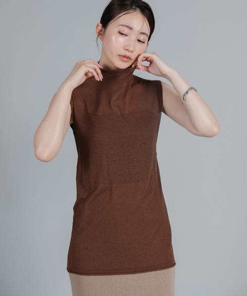 select MOCA Et(セレクトモカエト)の「【Et】Mock Neck Sleeveless Knit Tops(ニット/セーター・レディース・チャコールグレー/ブラウン/ホワイト・FREE)」の21枚目の写真