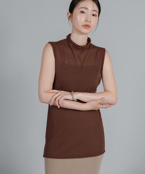 select MOCA Et(セレクトモカエト)の「【Et】Mock Neck Sleeveless Knit Tops(ニット/セーター・レディース・チャコールグレー/ブラウン/ホワイト・FREE)」の22枚目の写真