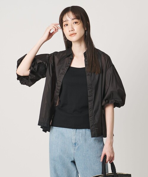 UNITED ARROWS(ユナイテッドアローズ)の「シアー タフタ ブラウス ‐はっ水 ウォッシャブル‐(シャツ/ブラウス・レディース・ライトブルー/ダークブラウン・FREE)」の3枚目の写真