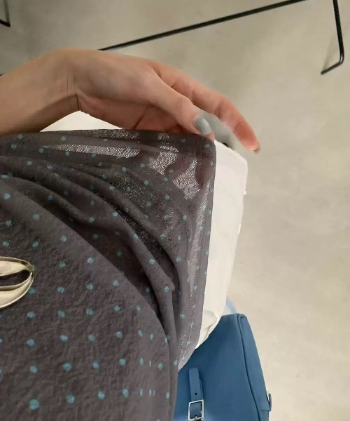 CHUN CHUN NOTES(チュンチュンノーツ)の「26SS/シアードットレイヤード風半袖トップス(Tシャツ/カットソー・レディース・ネイビー/ブラウン/グレー・F)」の9枚目の写真