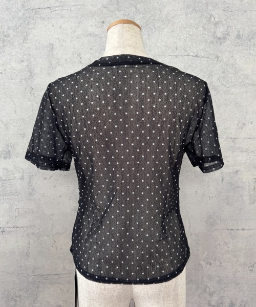 CHUN CHUN NOTES(チュンチュンノーツ)の「26SS/シアードットレイヤード風半袖トップス(Tシャツ/カットソー・レディース・ネイビー/ブラウン/グレー・F)」の14枚目の写真