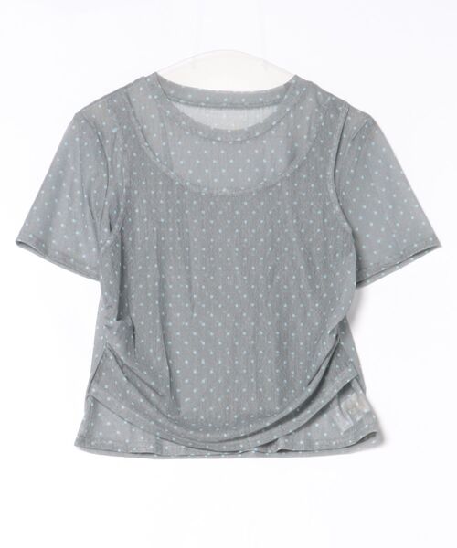 CHUN CHUN NOTES(チュンチュンノーツ)の「26SS/シアードットレイヤード風半袖トップス(Tシャツ/カットソー・レディース・ネイビー/ブラウン/グレー・F)」の20枚目の写真